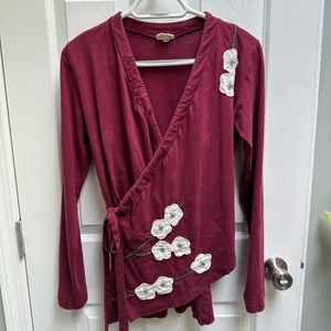 Burgundy wrap top by Synergy Organics